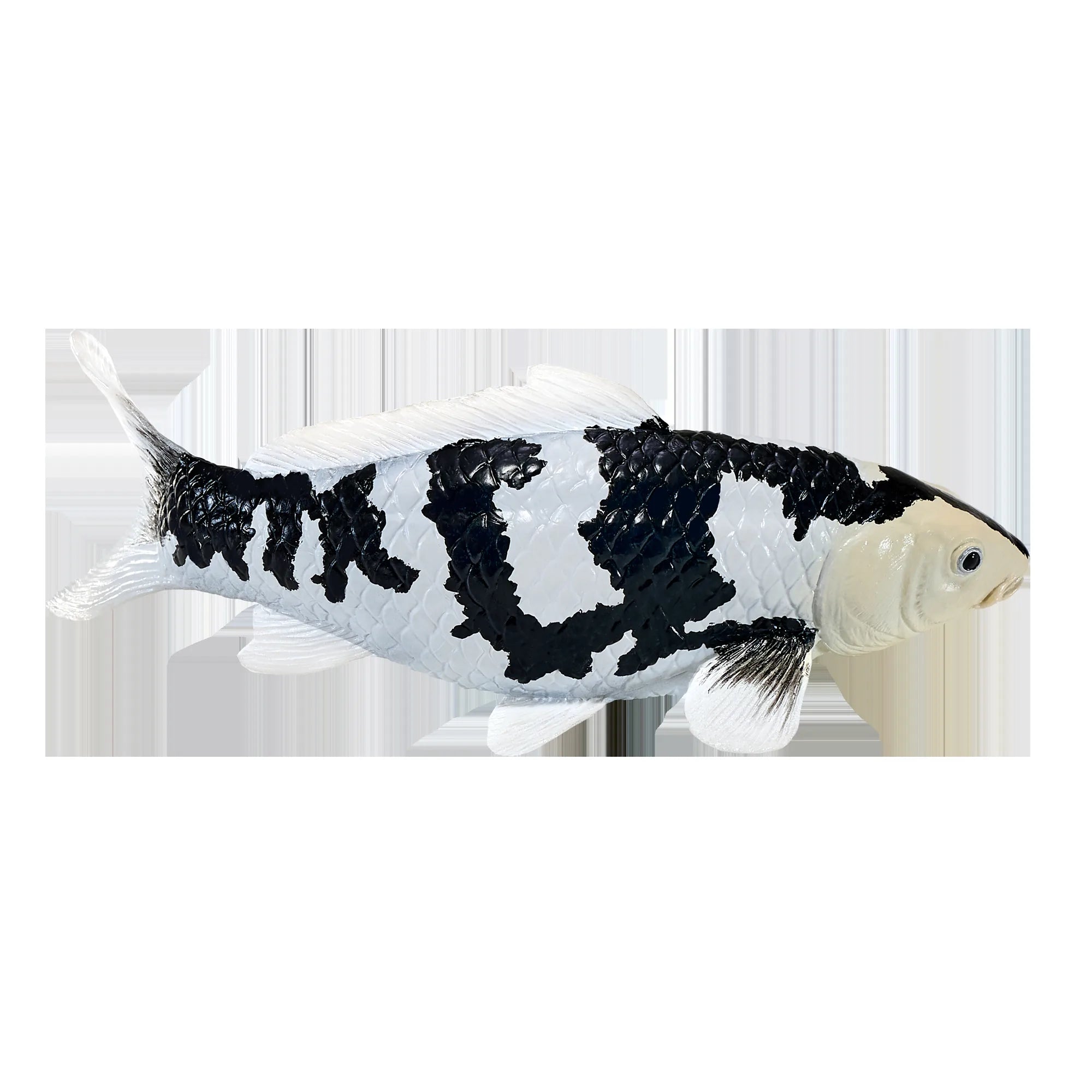 Koi karpe sort/hvid figur 12,6 cm – håndmalet plastikmodel til undervisning og samling – Mojo
