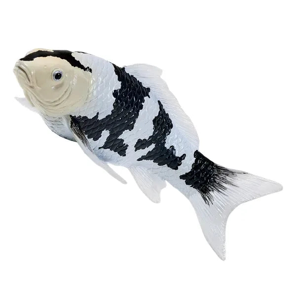 Koi karpe sort/hvid figur 12,6 cm – håndmalet plastikmodel til undervisning og samling – Mojo