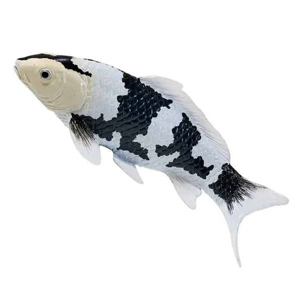 Koi karpe sort/hvid figur 12,6 cm – håndmalet plastikmodel til undervisning og samling – Mojo