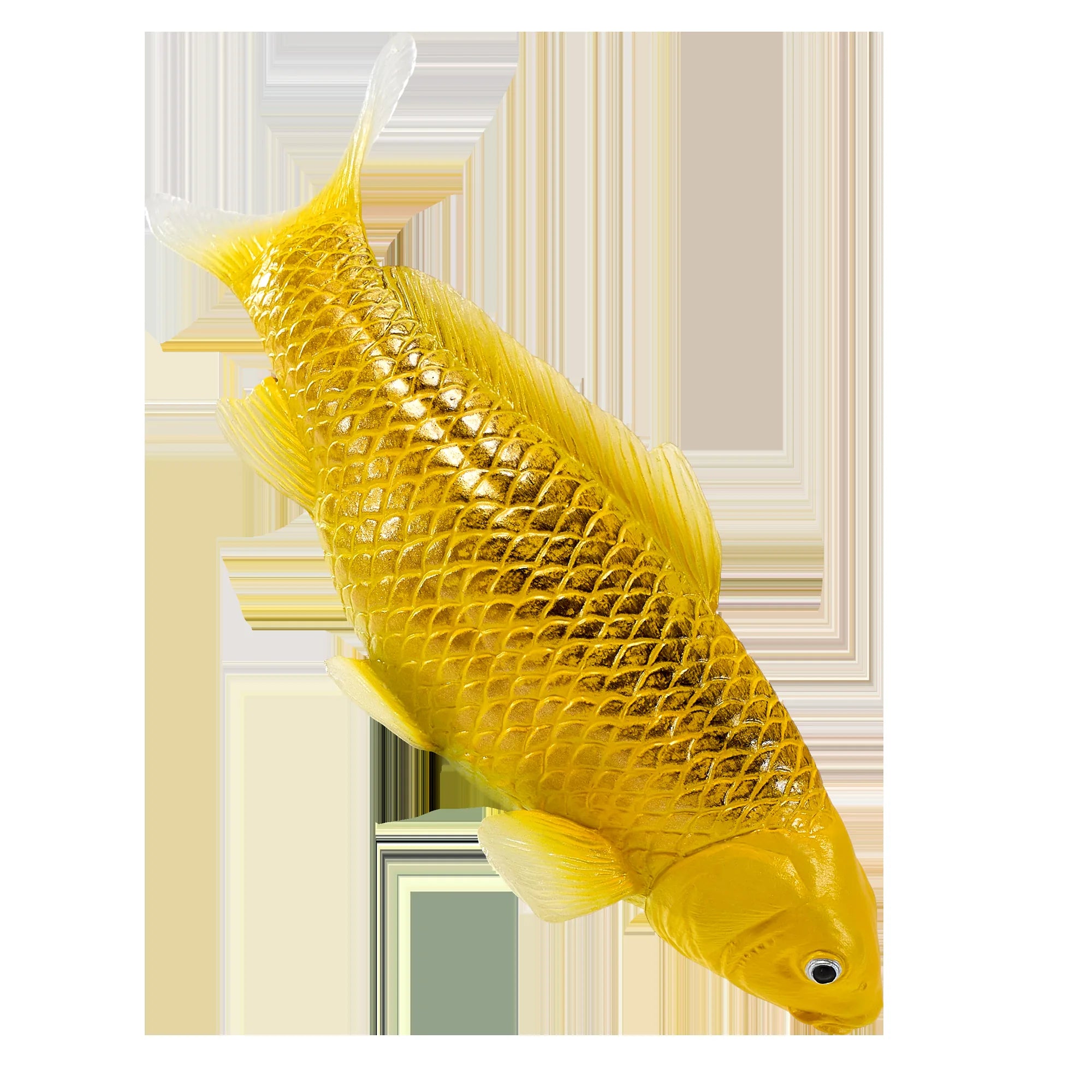 Koi karpe figur, guldtone, plast 12,6 cm – pædagogisk samlerobjekt, MOJO