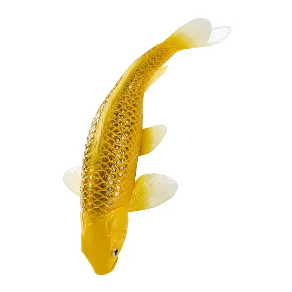Koi karpe figur, guldtone, plast 12,6 cm – pædagogisk samlerobjekt, MOJO