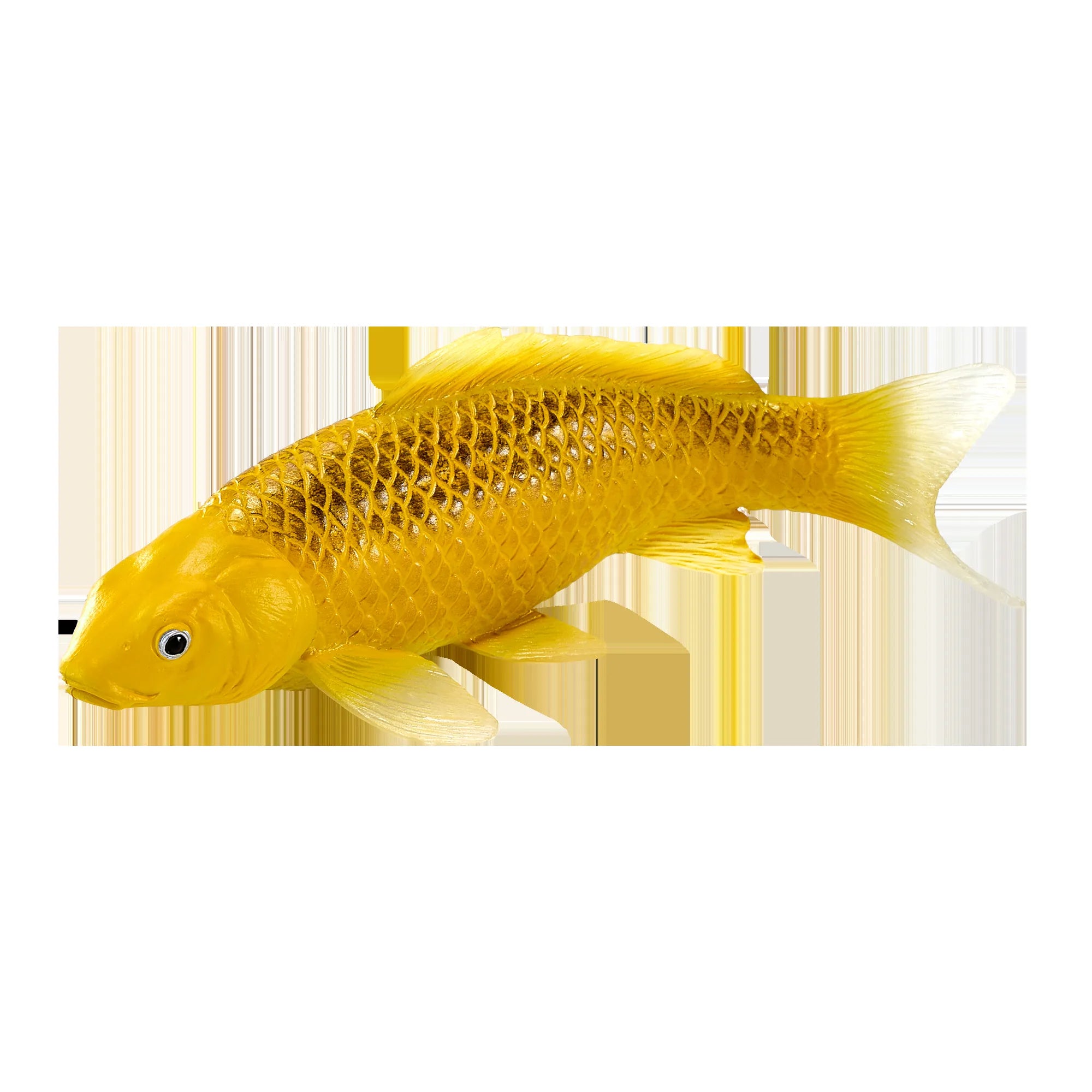 Koi karpe figur, guldtone, plast 12,6 cm – pædagogisk samlerobjekt, MOJO