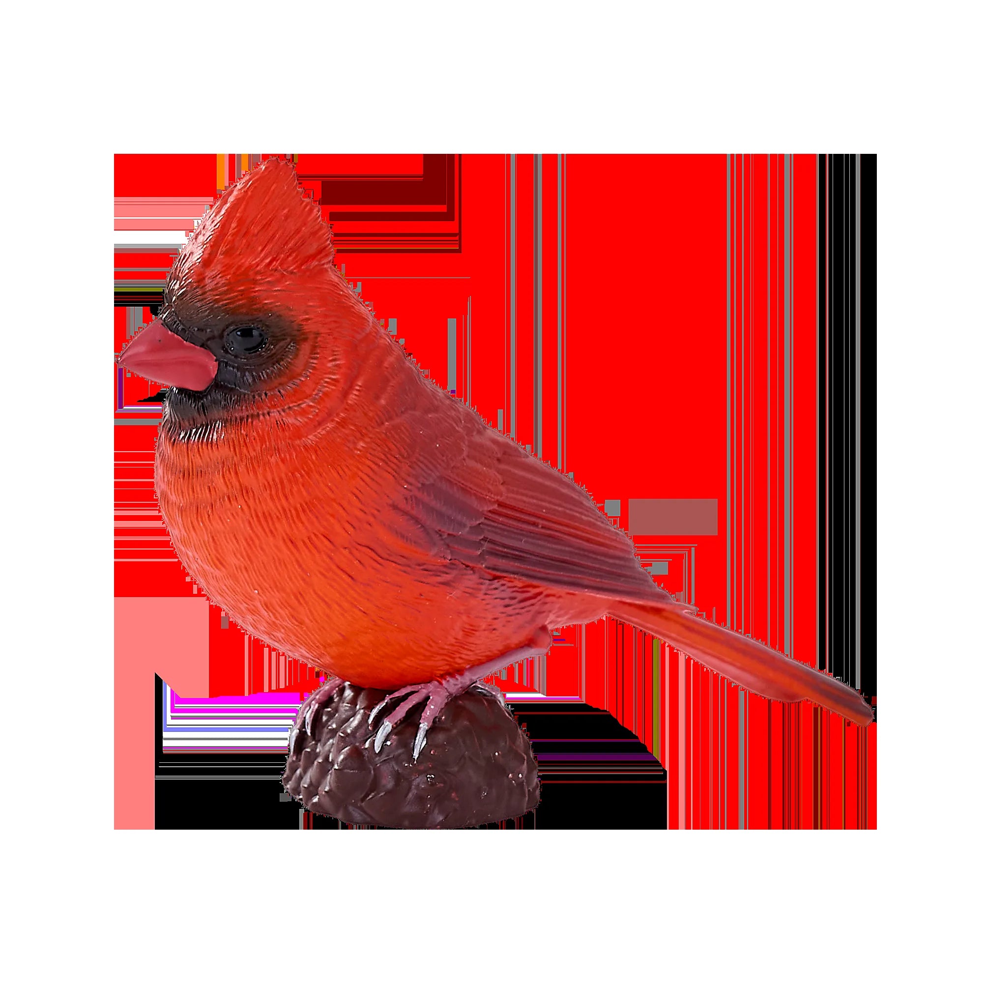 Rød kardinal fuglefigur håndmalet pædagogisk læring 6,2 cm – Mojo