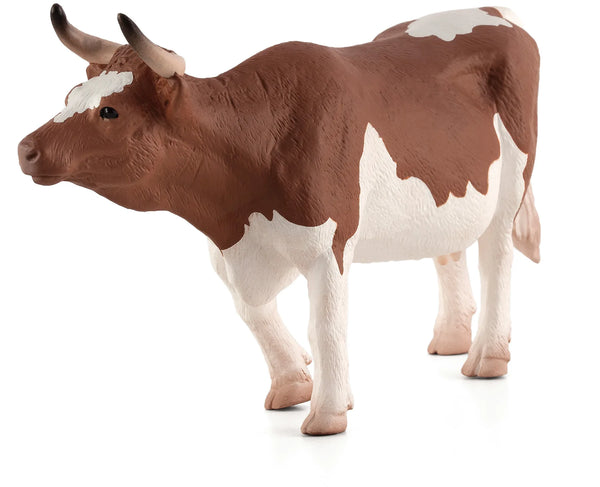 Simmental ko legetøjsfigur 14,5 cm, plast – pædagogisk motorikleg, 3+ år, Mojo