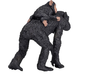 Chimpanse med unge figur 9 cm – lærende legetøj, fri for ftalater, fra Mojo