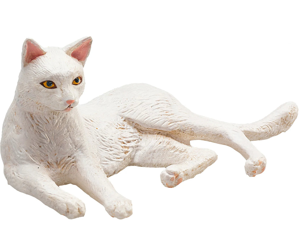 Kat figur liggende hvid 7x4x3,5 cm legetøj 3+ år – Mojo