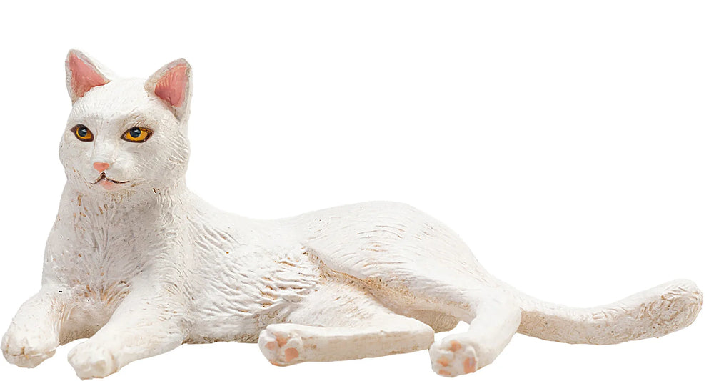 Kat figur liggende hvid 7x4x3,5 cm legetøj 3+ år – Mojo