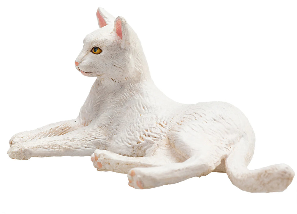 Kat figur liggende hvid 7x4x3,5 cm legetøj 3+ år – Mojo
