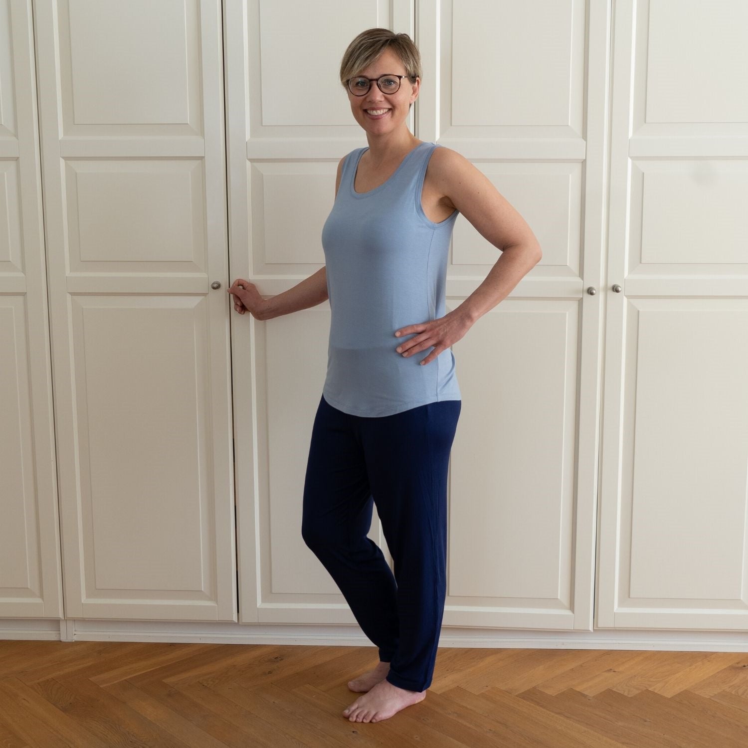 Dame natbluse uden ærme - Lyseblå