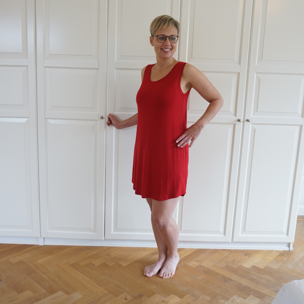 Dame natkjole uden ærme - Rød