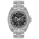 Bulova Crystal Collection Chronograph sort skive tofarvet stål rem ur For Men 96c126