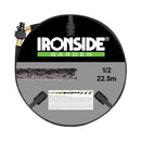 Ironside siveslange 1/2" 22,5m m/kobling sort
