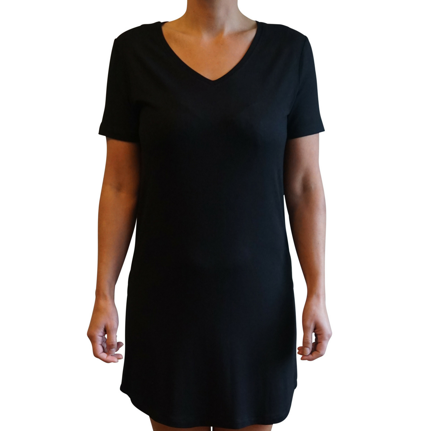 Dame natkjole kort ærme - Sort