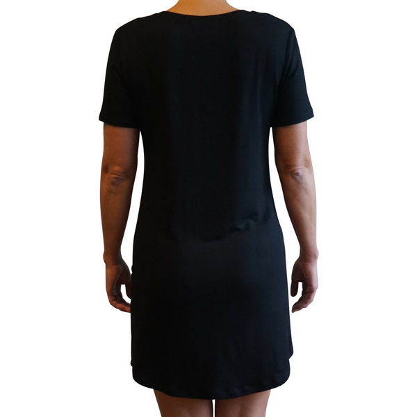 Dame natkjole kort ærme - Sort