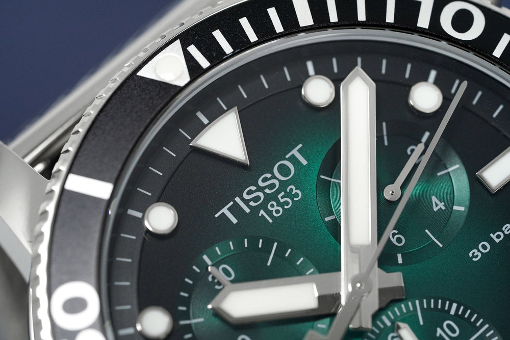 Tissot Chronograph ur Seastar 1000 grøn meshlænke T120.417.11.091.00