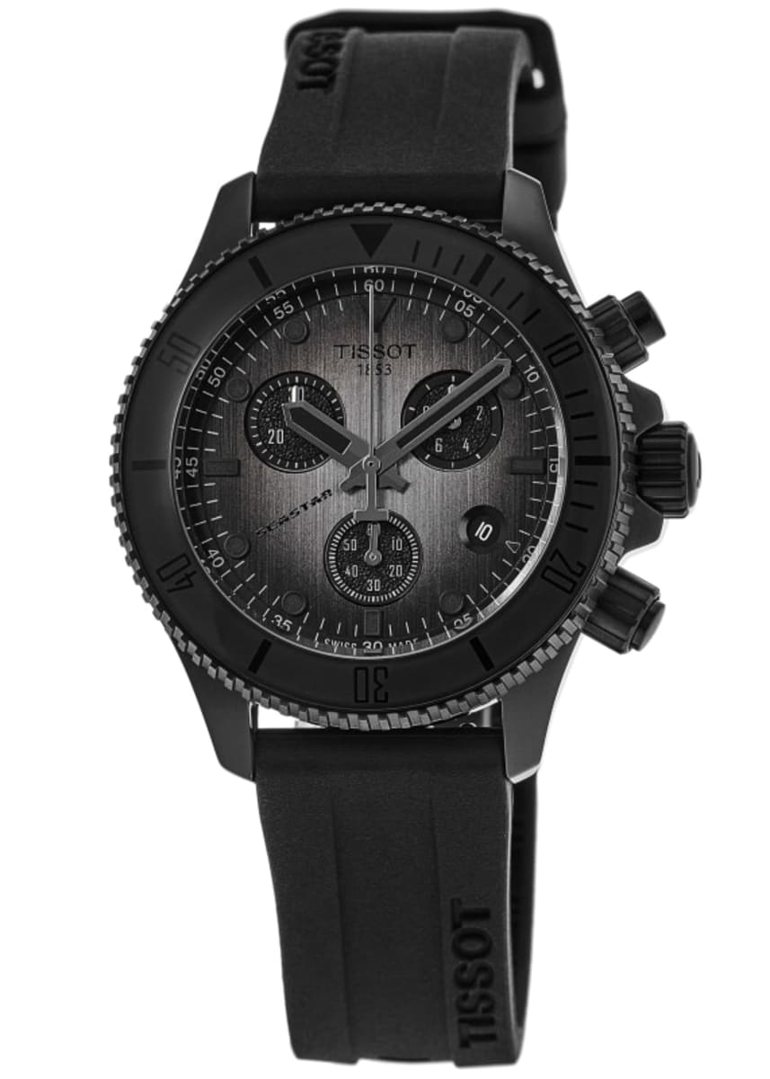 Tissot Seastar 1000 kvarts Chronograph 38mm sort PVD-belægning gummirem ur T120.217.37.061.00