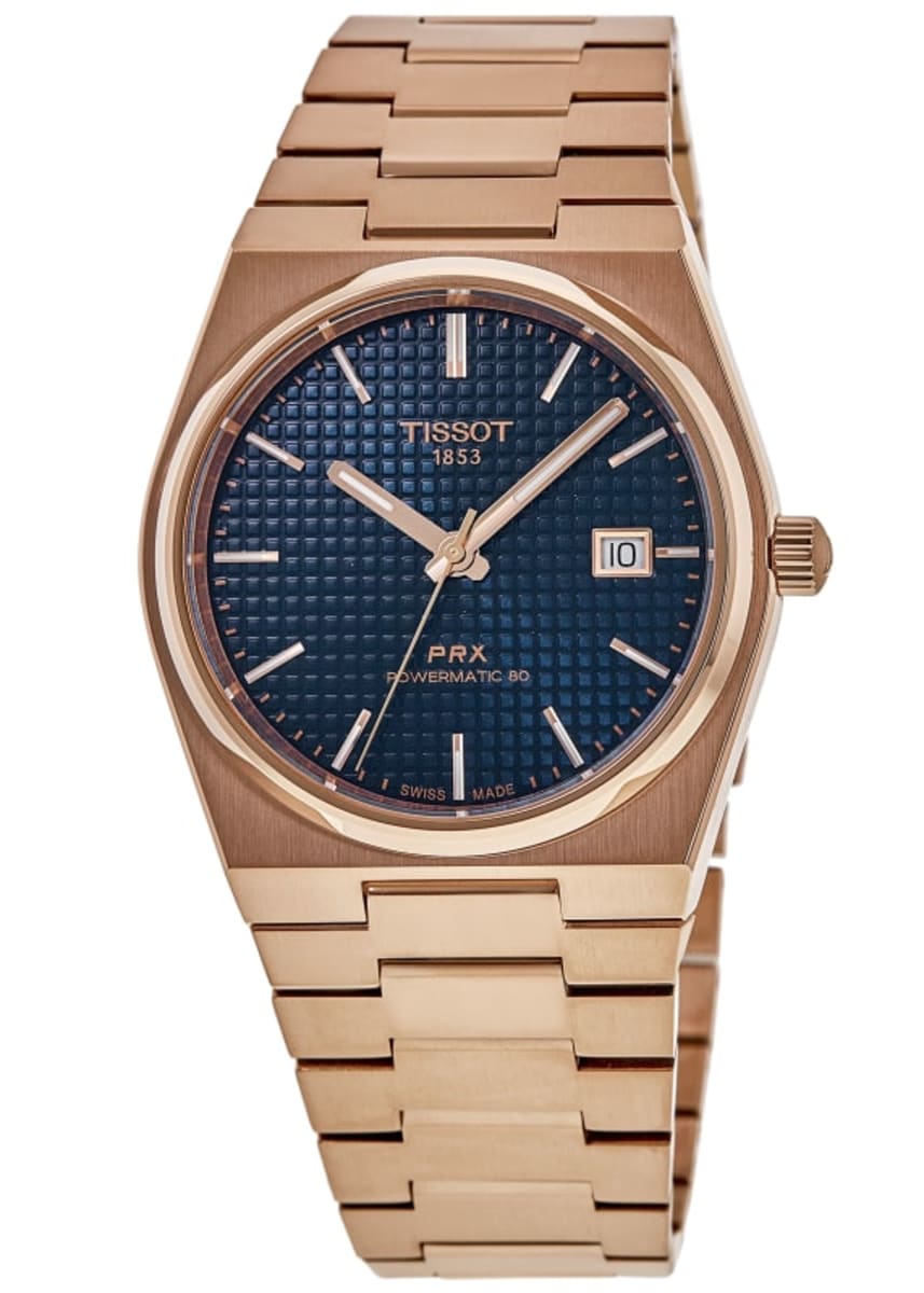 Tissot PRX Powermatic 80 ur med roseguld PVD-belægning og blå skive T137.407.33.041.00