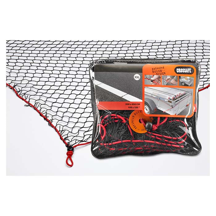 Transportnet 250x450 cm til trailer/pick-up, elastikkant for sikker fastgørelse - [Brand]
