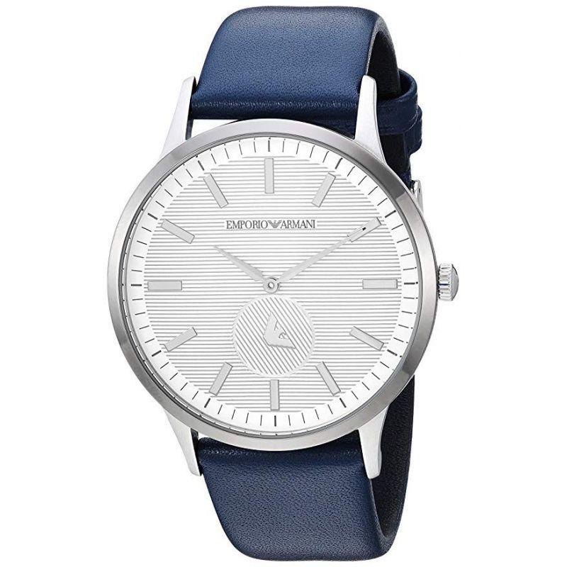 Emporio Armani Renato hvid skive blå læder rem ur For Men Ar11119