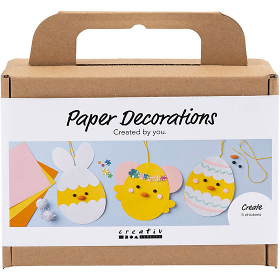 Mini DIY Kit Papirpynt, karton med pynt, 1 sæt
