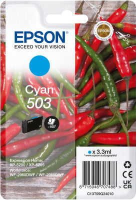 Epson 503 Singlepack Cyan 165 sider Blæk C13T09Q24020