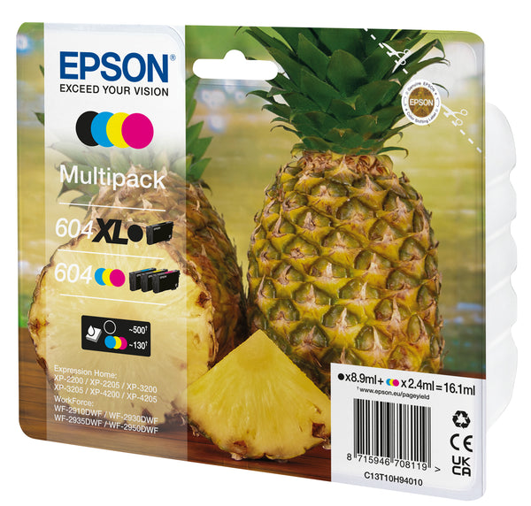 Epson 604/604XL Multipack Sort Gul Cyan Magenta Blæk C13T10H94020