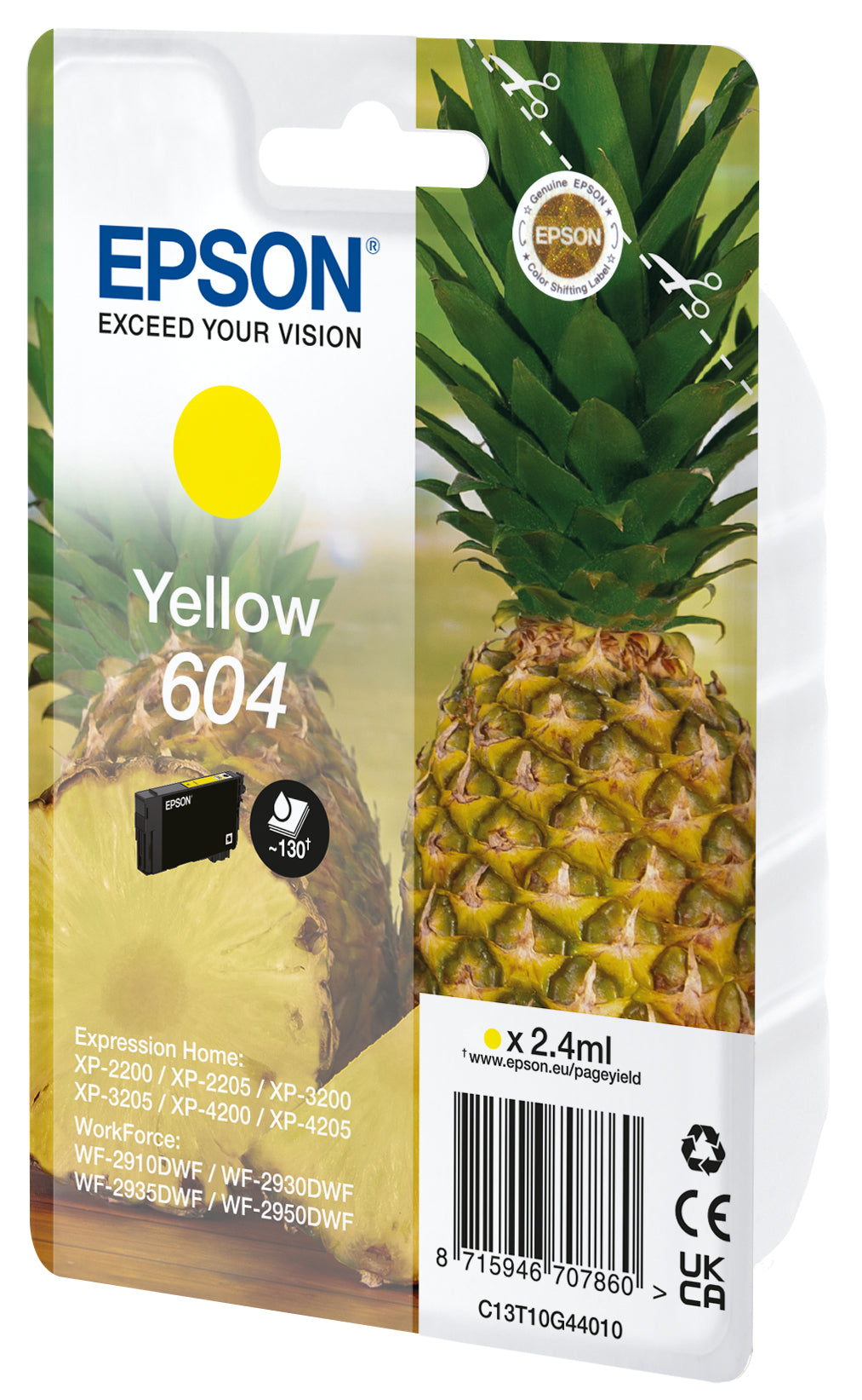 Epson 604 Singlepack Gul 130 sider Blæk C13T10G44020