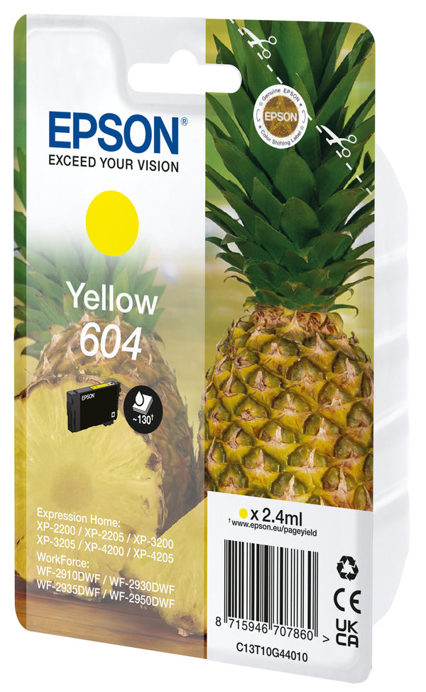 Epson 604 Singlepack Gul 130 sider Blæk C13T10G44020
