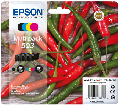 Epson 503 Multipack Sort Gul Cyan Magenta Blæk C13T09Q64020
