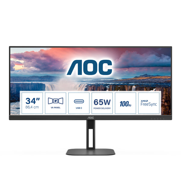 AOC Value-line U34V5C/BK 34 VA 3440 x 1440 (UltraWide) HDMI DisplayPort USB-C 100Hz