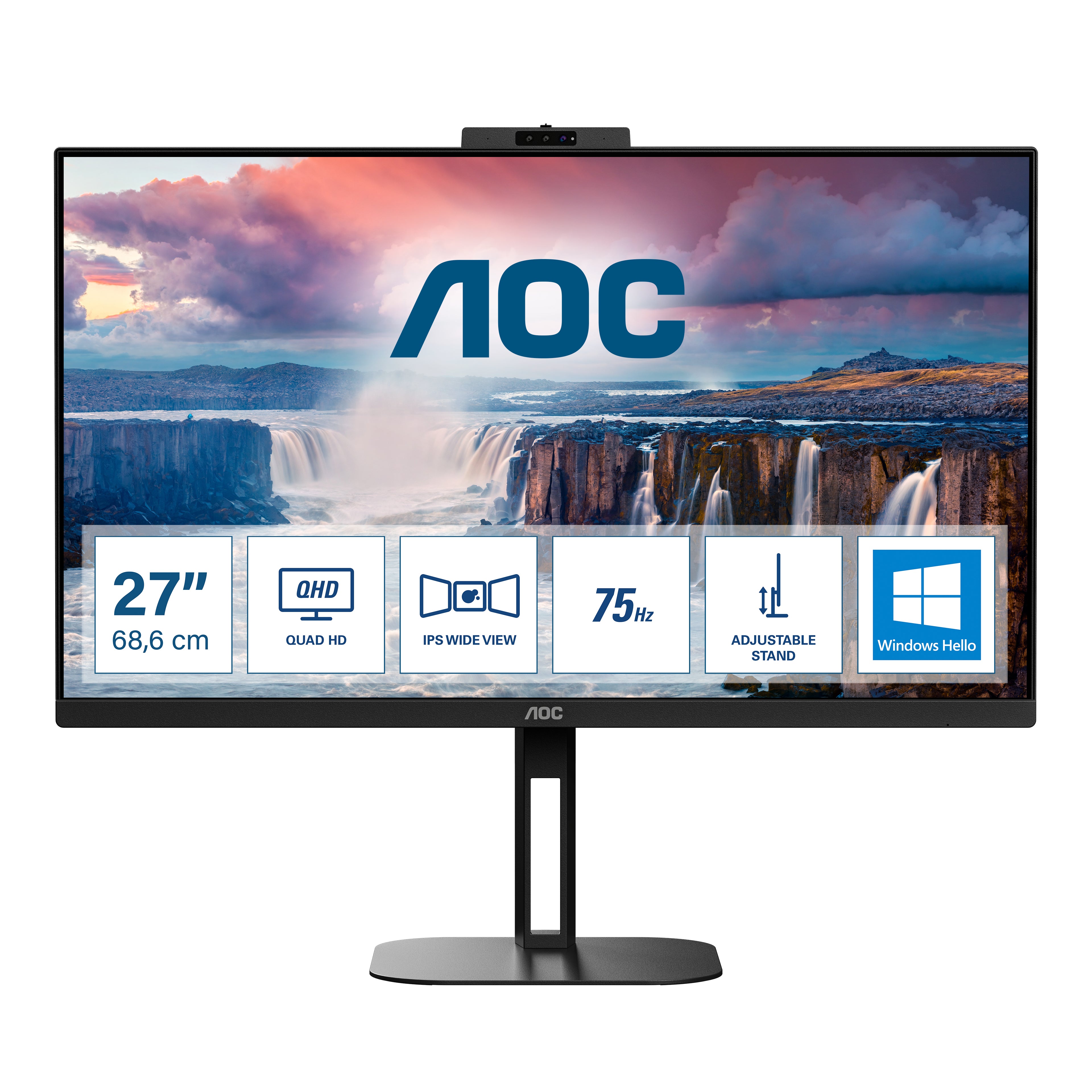 AOC Value-line Q27V5CW/BK 27 2560 x 1440 (2K) HDMI DisplayPort USB-C 75Hz  Dockingskærm