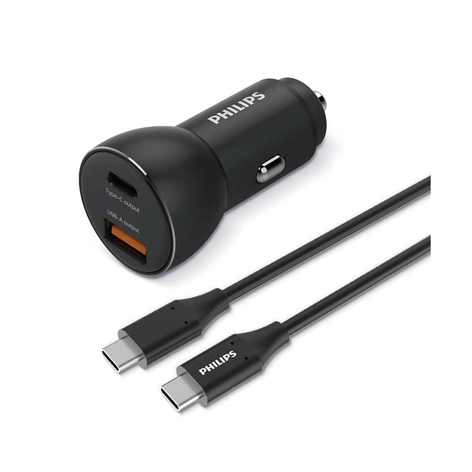 Philips DLP2521C/00 oplader til mobil enhed Mobiltelefon, Smartphone Sort Cigartænder, USB Automatisk