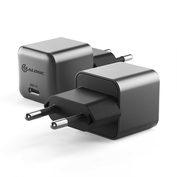ALOGIC WCG1X30SGR-EU oplader til mobil enhed Mobiltelefon, Laptop, Smartphone, Tablet Sort, Grå Vekselstrøm Hurtig opladning Indendørs