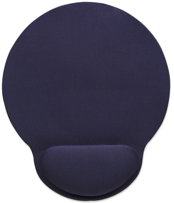 Manhattan Wrist-Rest Gel Mouse Mat/Pad, 241 x 203 x 40 mm, non slip base, Blue, Lifetime Warranty, Card Retail Packaging Musemåtte med håndledsstøtte