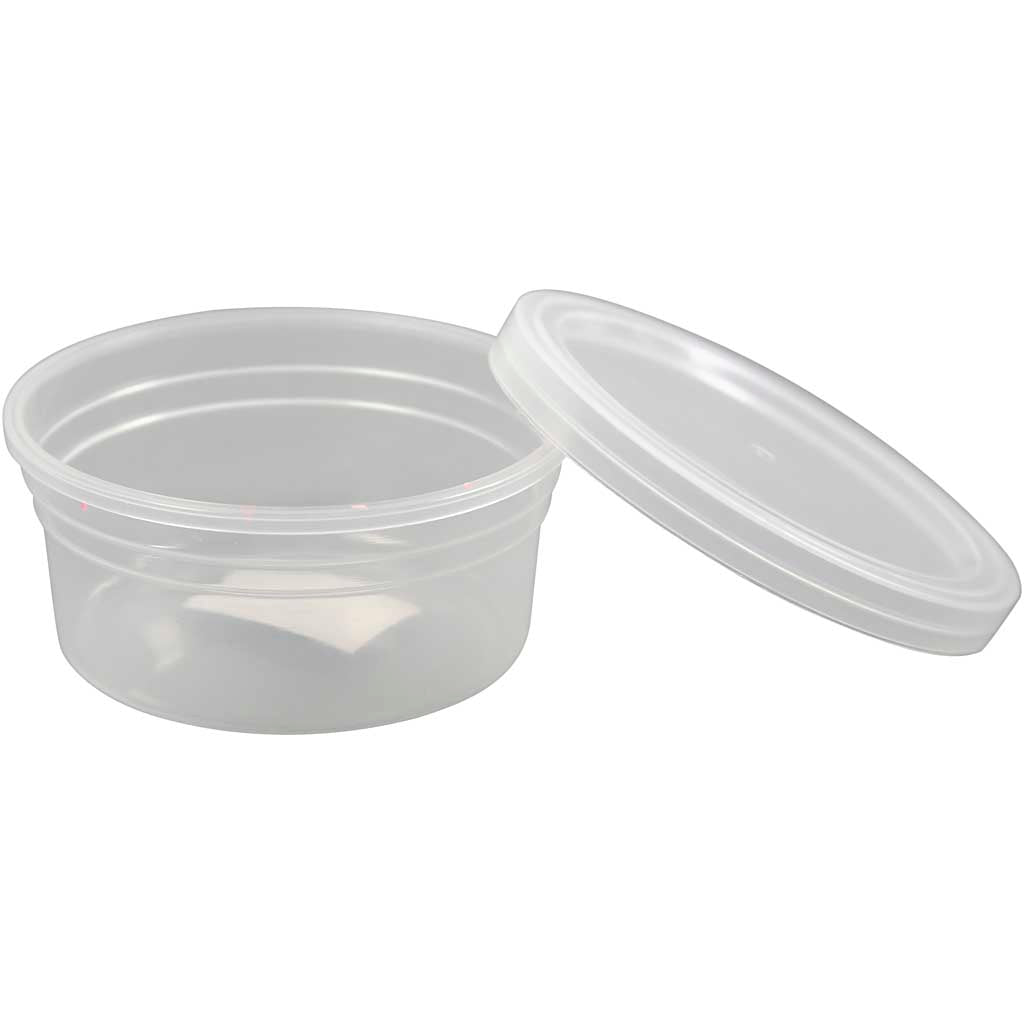 Plastbøtte med låg, H: 38 mm, diam. 84 mm, 125 ml, 20 stk./ 1 pk.
