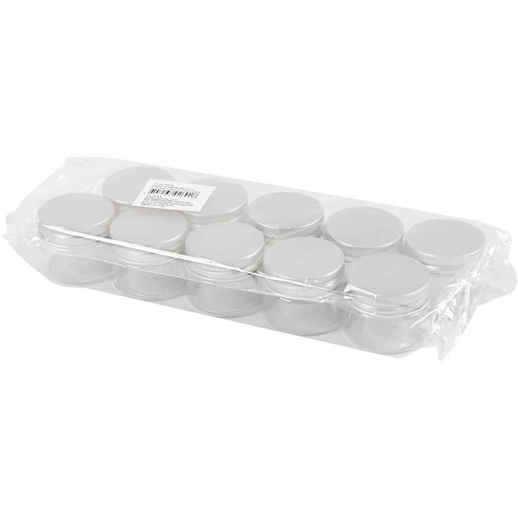 Plastdåse med låg, H: 35 mm, diam. 40 mm, 35 ml, 10 stk./ 1 pk.