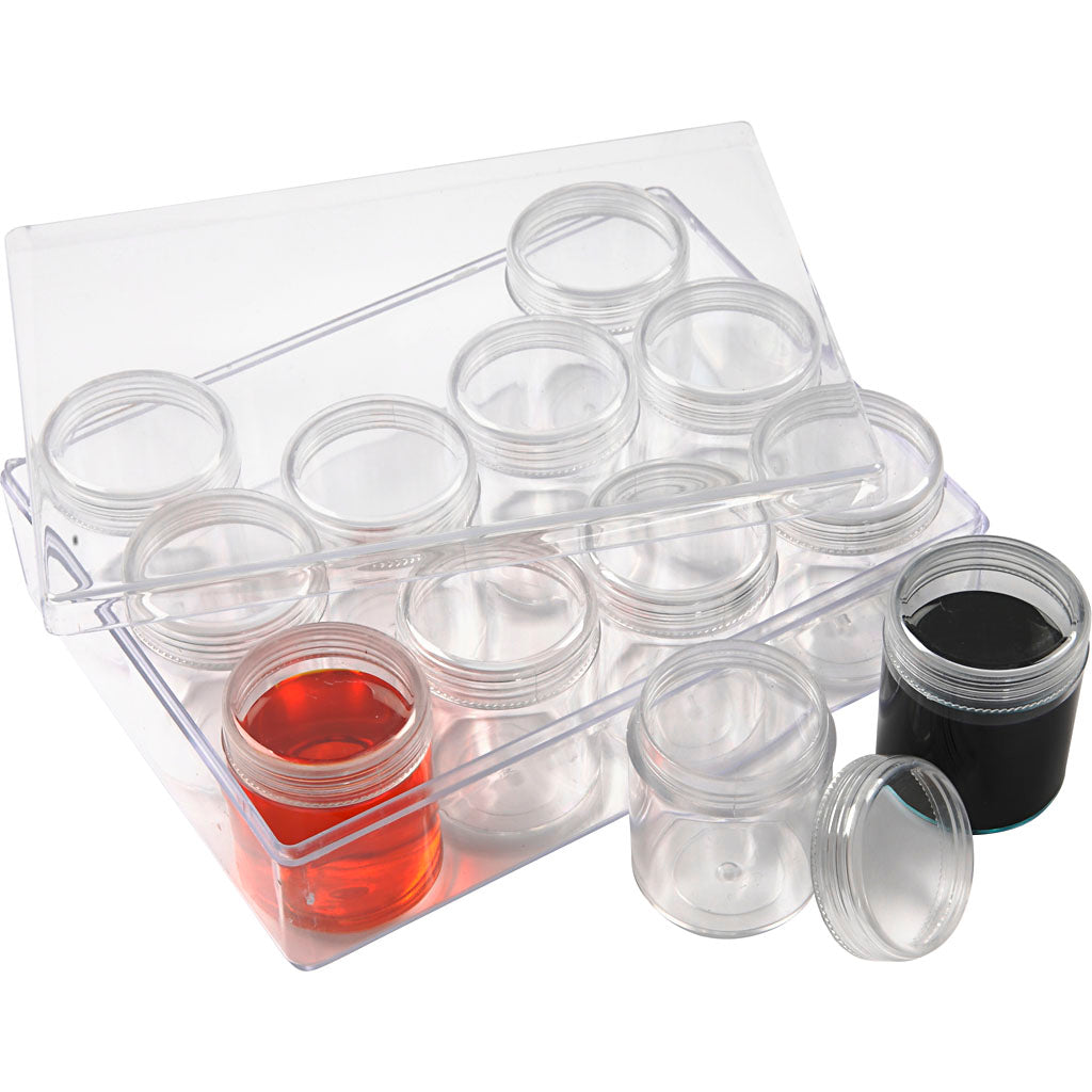 Acryldåse, H: 47 mm, diam. 37 mm, 35 ml, 12 stk./ 1 sæt