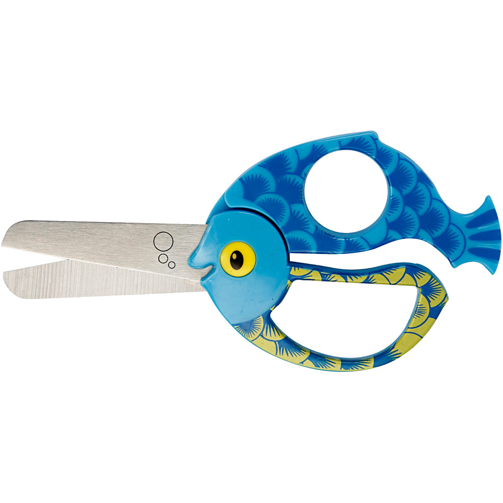 Fiskars Børnesaks med Dyremotiv, fisk, L: 13 cm, 1 stk.