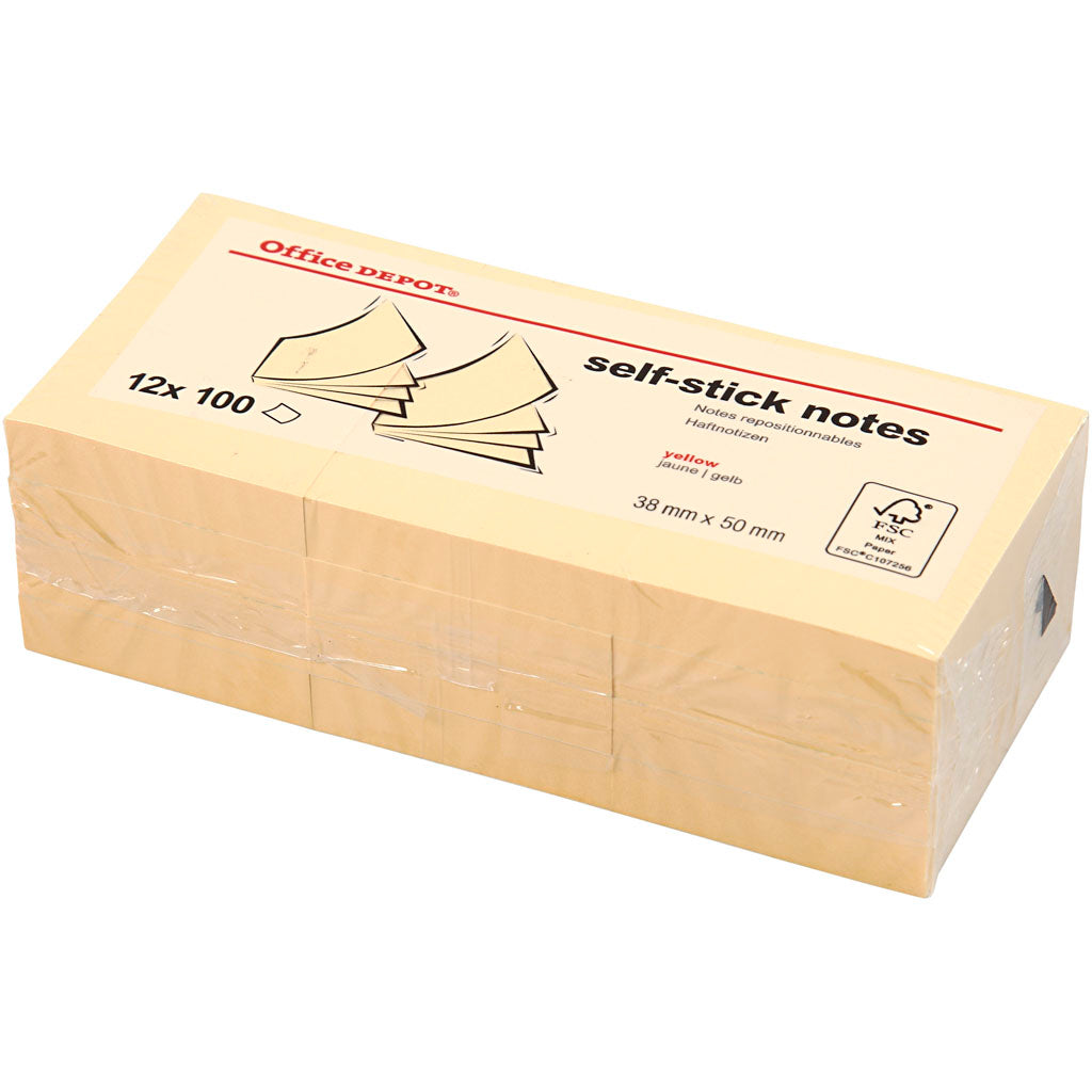 Sticky Notes, str. 38x50 mm, 12 stk./ 1 pk.
