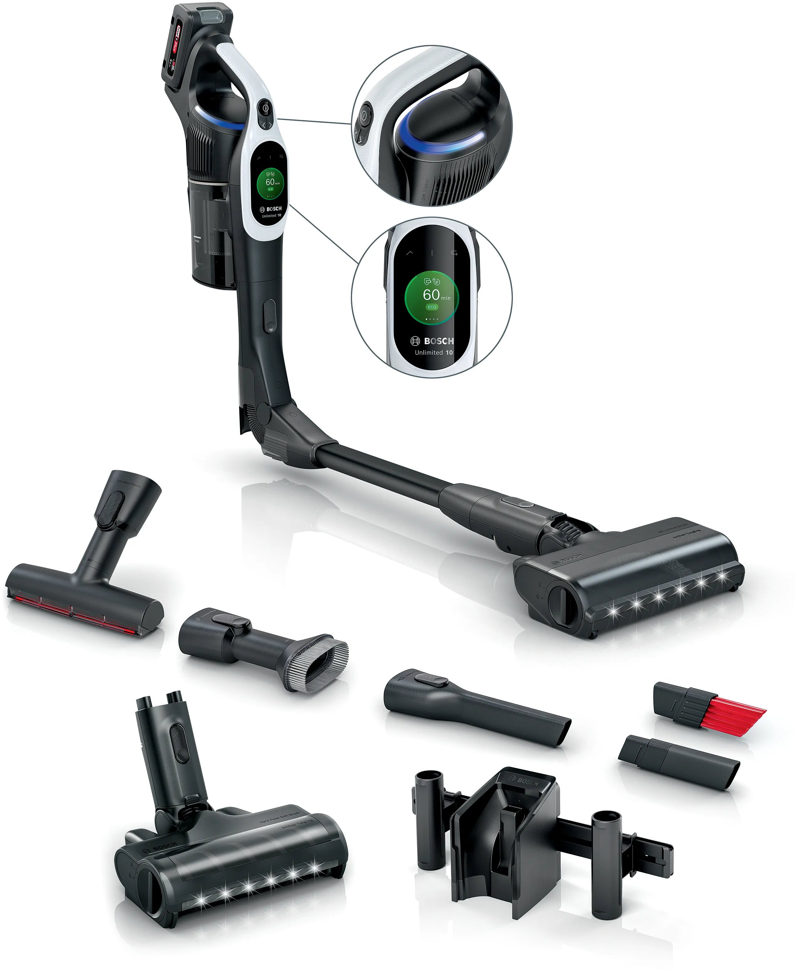 Bosch BCS1041WAC stav støvsuger & elektrisk kost Stick vakuum Batteri Dry HEPA Poseløs 0,4 L 23,5 W Sort, Hvid 4 At