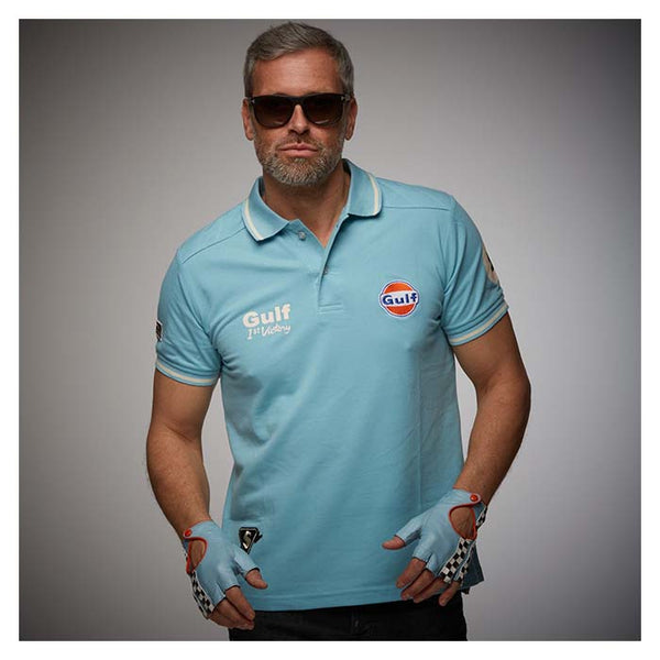 Gulf Vintage polo-shirt. Retro lysblå L