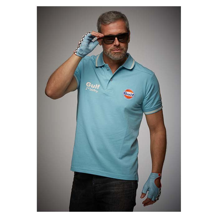 Gulf Vintage polo-shirt. Retro lysblå L