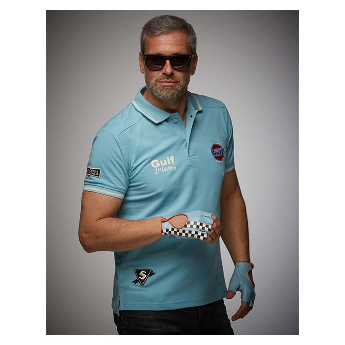 Gulf Vintage polo-shirt. Retro lysblå L