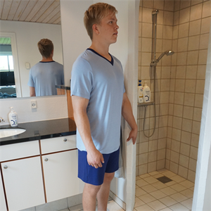 Herre natbluse med kort ærme - Lyseblå