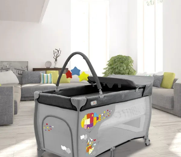 Weekendseng Mix Plus Med Indsats Foldbar – puslebord og åbning, Zeppelin – Asalvo