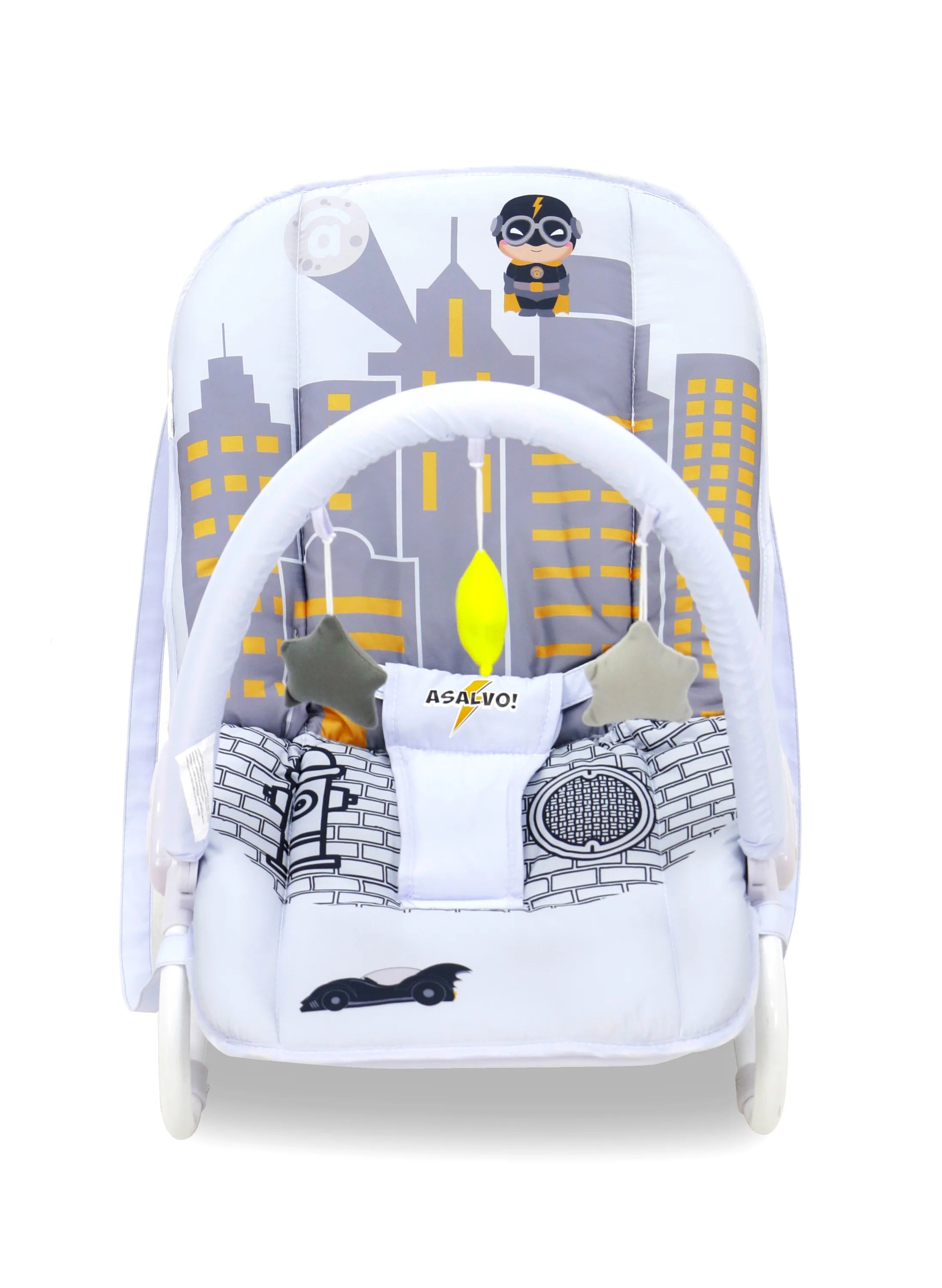 Skråstol/raste‑stol til baby med vippe og 2 hvilestillinger, gråsort – Asalvo