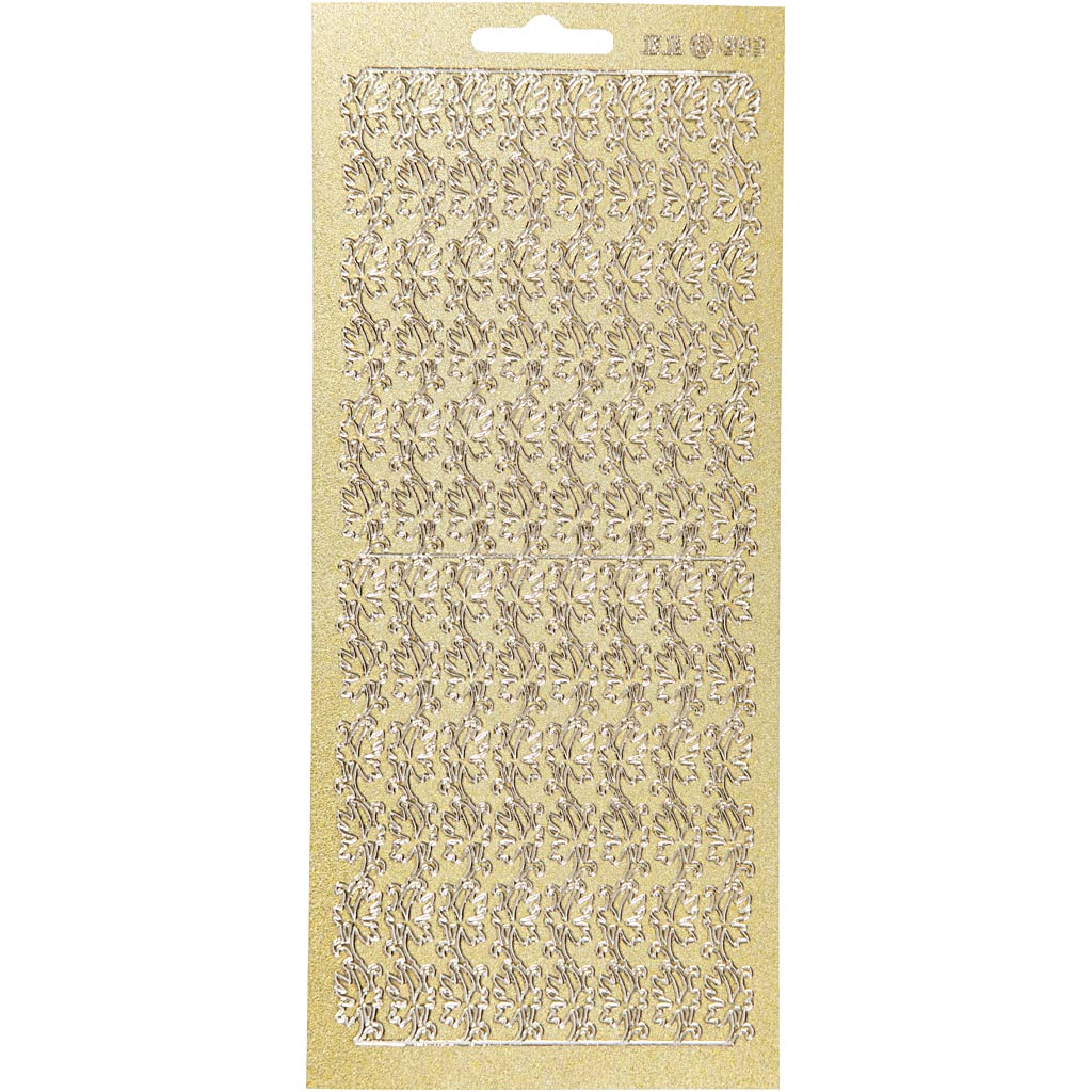 Stickers, border, ark 10x23 cm, guld, 1 ark