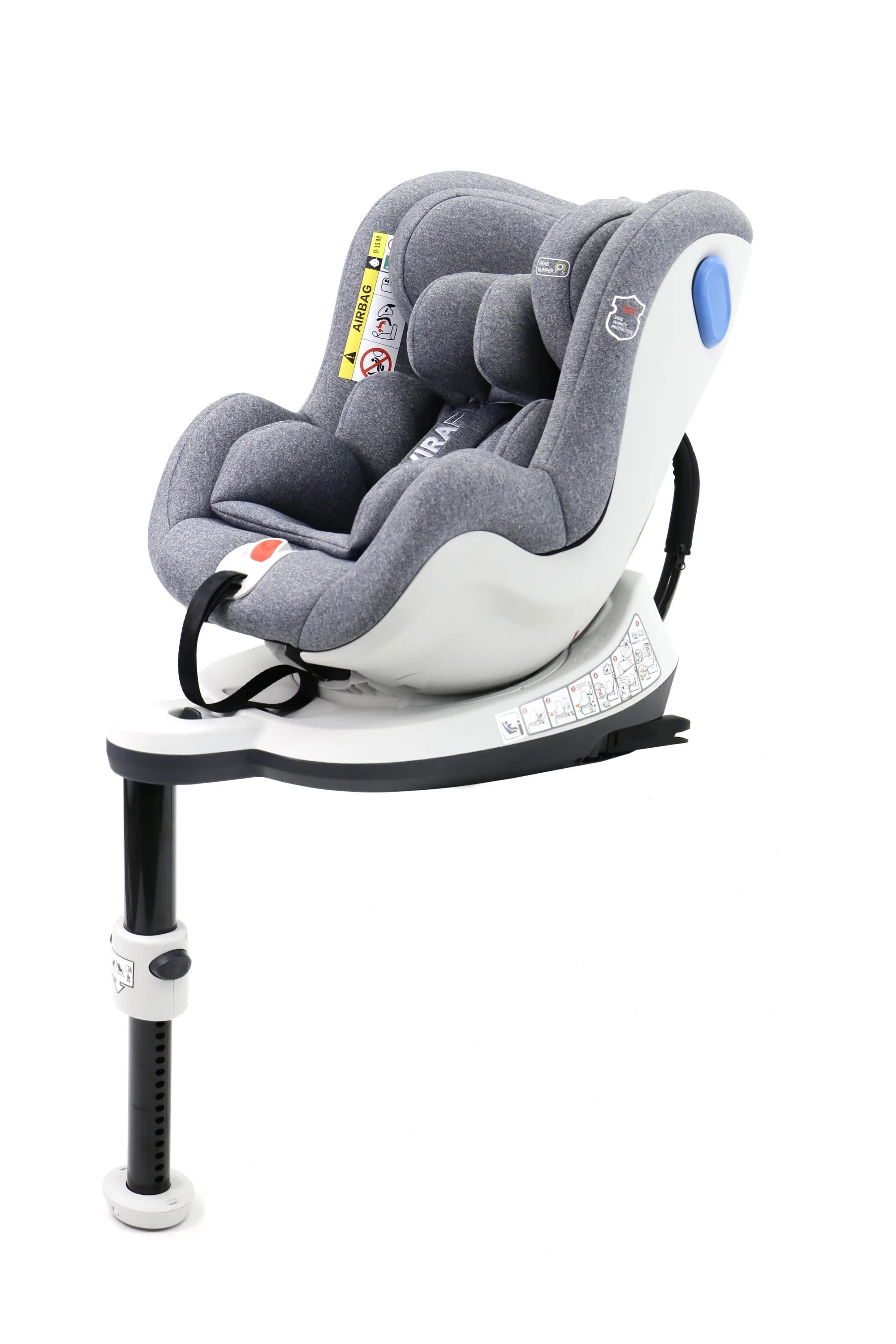 Asalvo Autostol 0-18 kg. og 360 graders rotation, Virafix, Grå