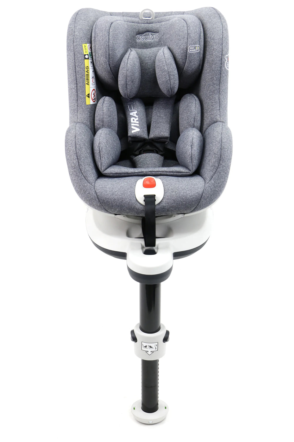 Autostol I‑Size 45–105 cm 0–18 kg 360° drejelig ISOFIX & støtteben, grå – Asalvo