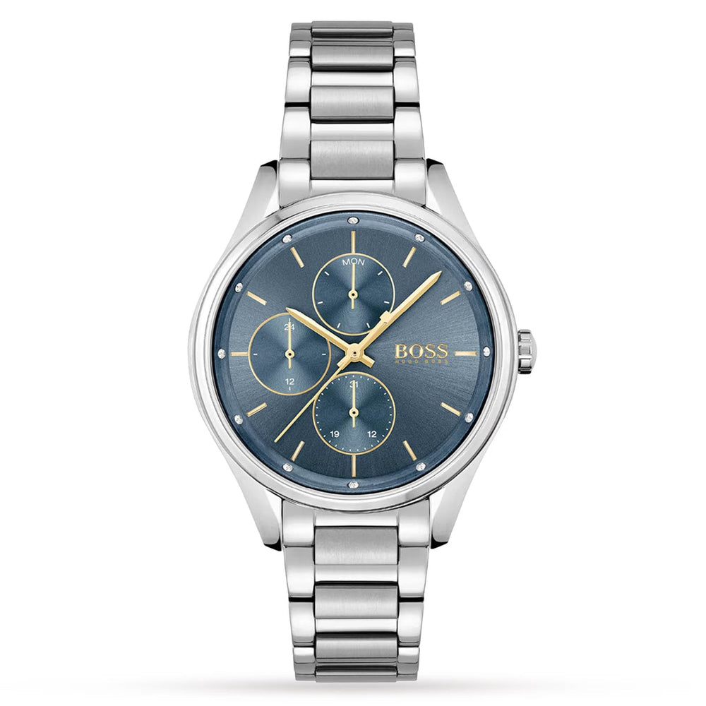 Hugo Boss dameur 1502583 Grand Course rustfrit stål blå skive